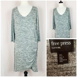 Free Press NWT Size XXL Gray V-Neck Ruched Dress